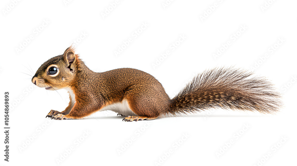 Obraz premium Squirrel side view full body isolate on white background