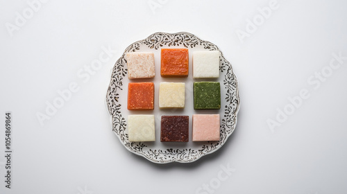 Colorful Square Cakes on Plate