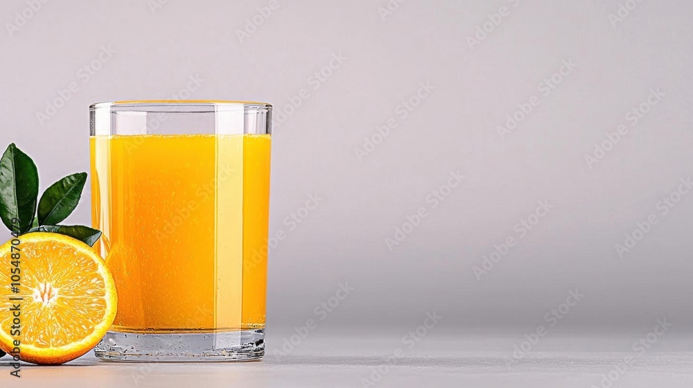 A photostock of a glass of orange juice on a white background, refreshing and vibrant. A photostock of a glass of orange juice on a white background, refreshing and vibrant.