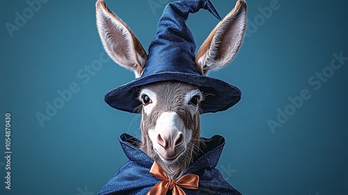 A magical deer in a wizard hat whimsical animal imagery perfect for enchanting tales and fantasy themes photo