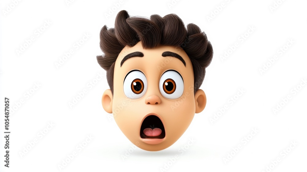 Surprised Cartoon Boy with Big Eyes and Messy Hair Surprised Cartoon Boy with Big Eyes and Messy Hair