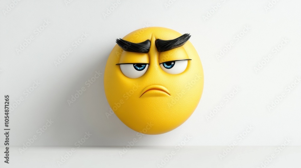 Yellow Emoji with Frustrated Expression on Wall Yellow Emoji with Frustrated Expression on Wall