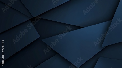 Modern dark navy blue abstract background with overlapping triangle layers, minimalist geometric design for banners, presentations, flyers, and digital media, blue contemporary elements 