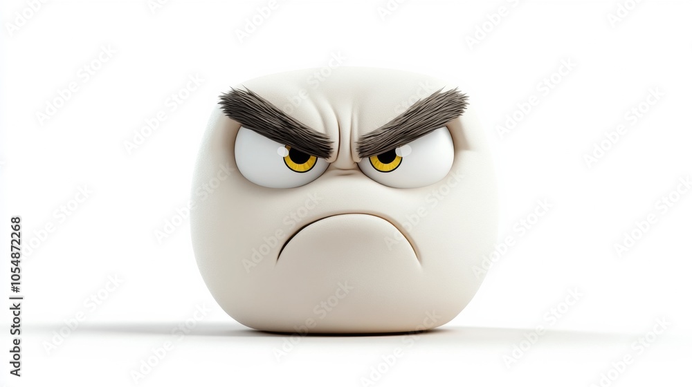 Cartoon Character with Angry Expression and Bold Features