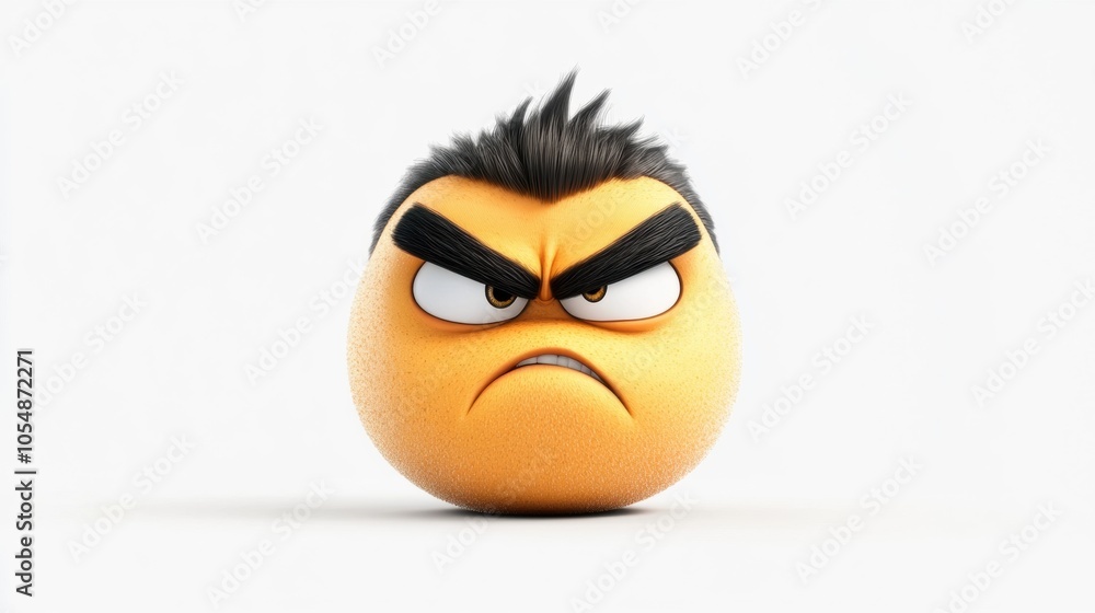 Angry cartoon character with expressive facial features Angry cartoon character with expressive facial features