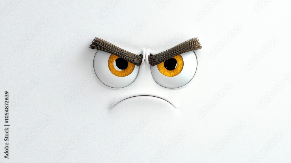 Cartoon Character with Angry Expression and Big Eyes Cartoon Character with Angry Expression and Big Eyes