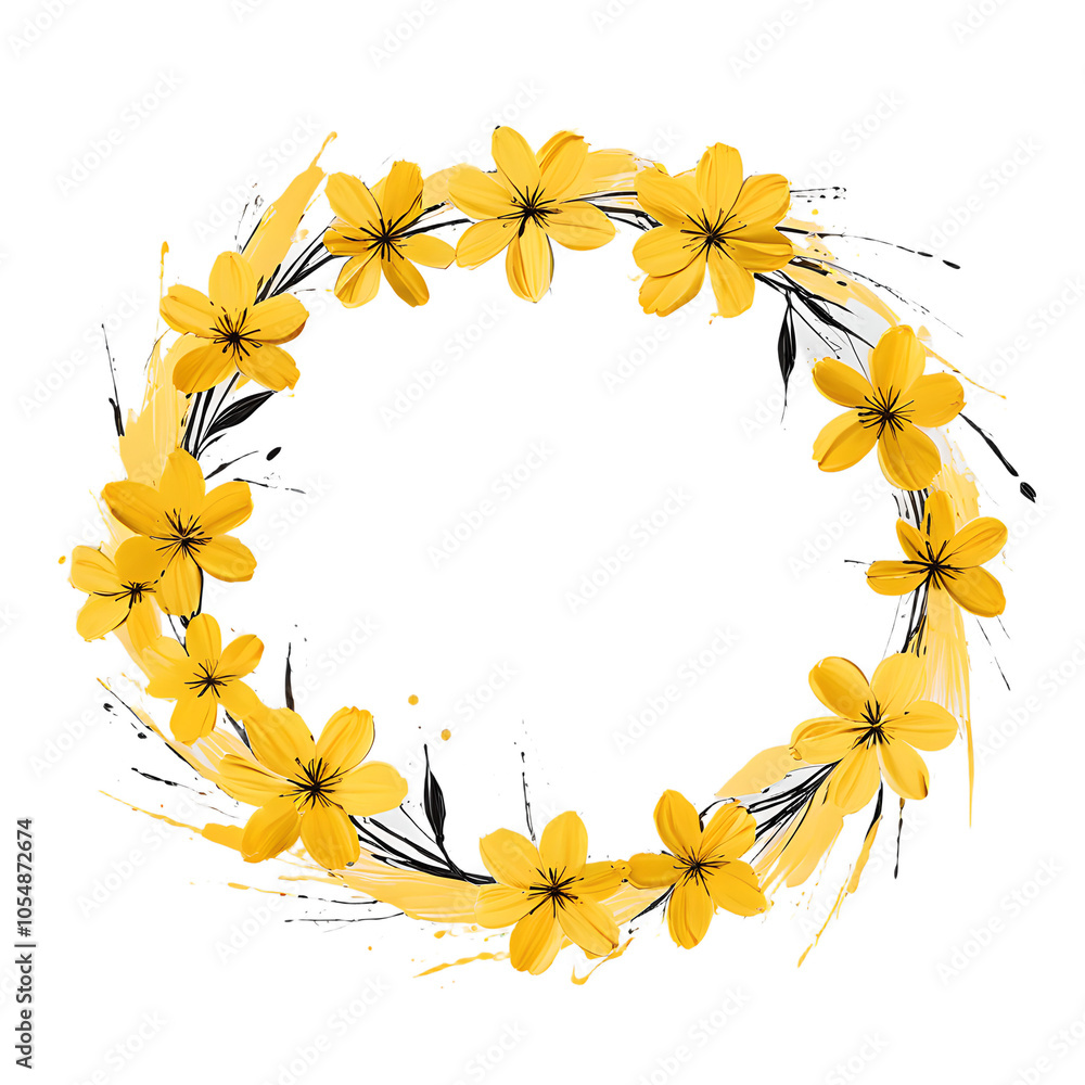 Fototapeta premium Circle flower color brush stroke on transparent background