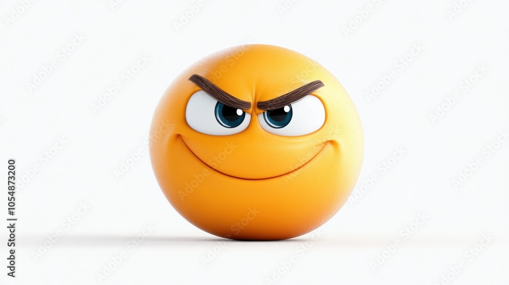Cartoon Orange Smiley Face with Mischievous Expression Cartoon Orange Smiley Face with Mischievous Expression