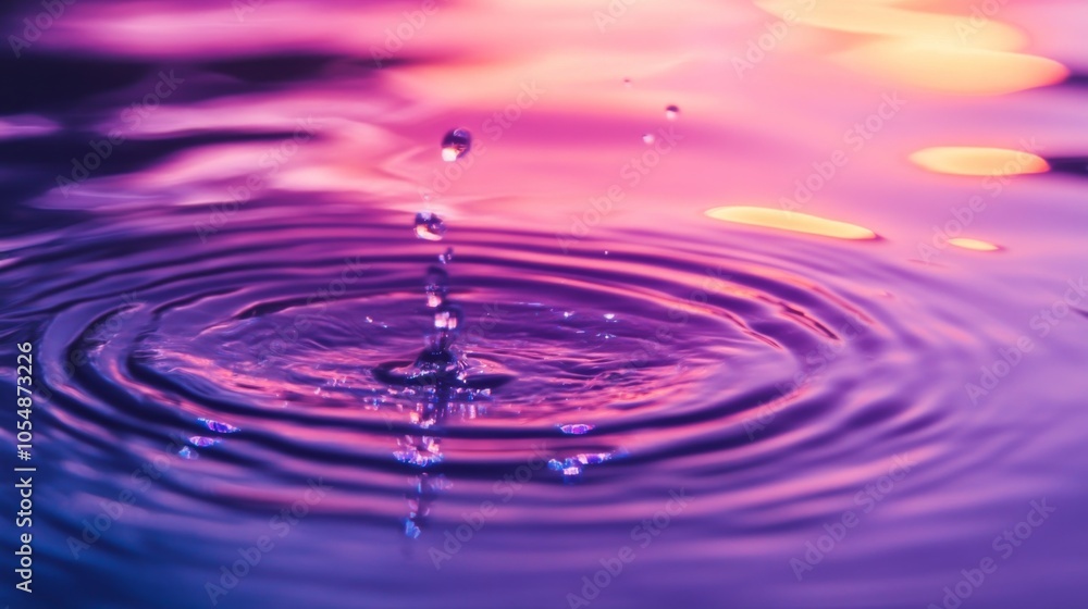 Vibrant Ripples in a Reflective Pond with Subtle Lighting Vibrant Ripples in a Reflective Pond with Subtle Lighting