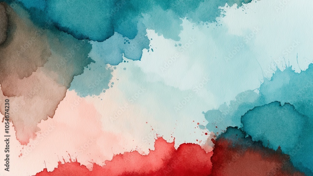 Obraz premium Earthy watercolor tones with subtle gradient in red and blue creating an organic texture. Created with generative AI technology