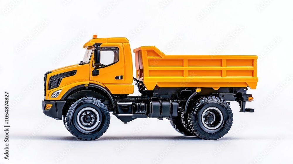 A photostock of a toy truck on a white background, isolated and detailed. A photostock of a toy truck on a white background, isolated and detailed.