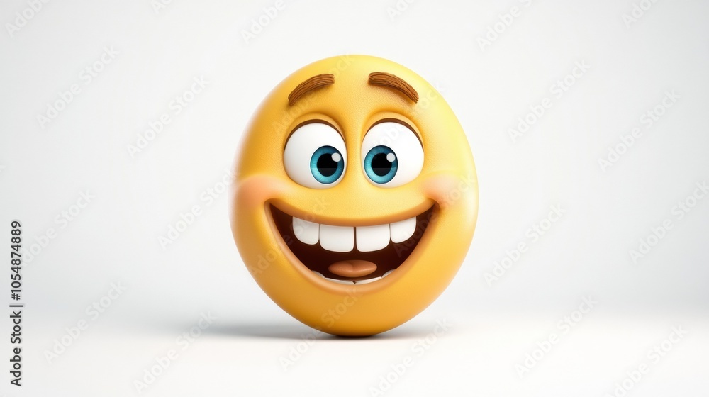 Fototapeta premium Happy Smiling Emoji with Bright Blue Eyes