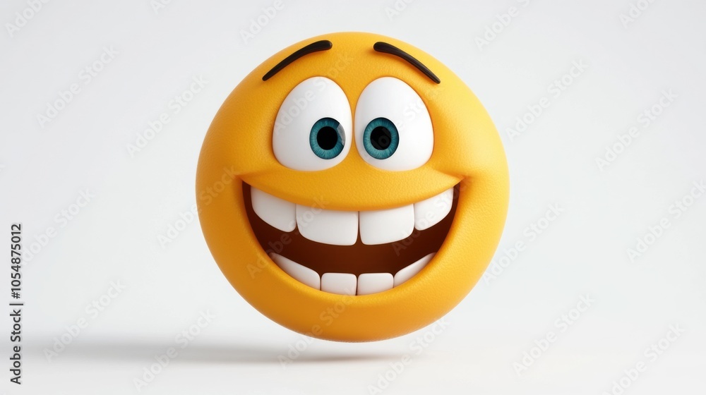 Fototapeta premium Happy Emoji Face with Big Smile and Bright Eyes