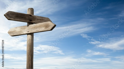 Rustic wooden signpost with opposing arrows, a symbol of choice and diverging paths