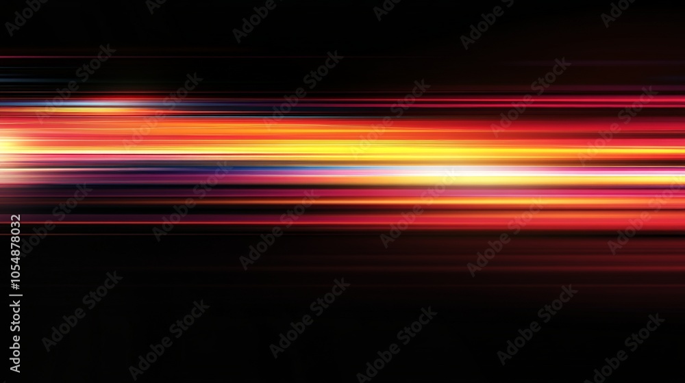Abstract blurred background with colorful stripes of light on dark orange and black, horizontal lines with gradient effect, glowing and flowing in motion Abstract blurred background with colorful stripes of light on dark orange and black, horizontal lines with gradient effect, glowing and flowing in motion