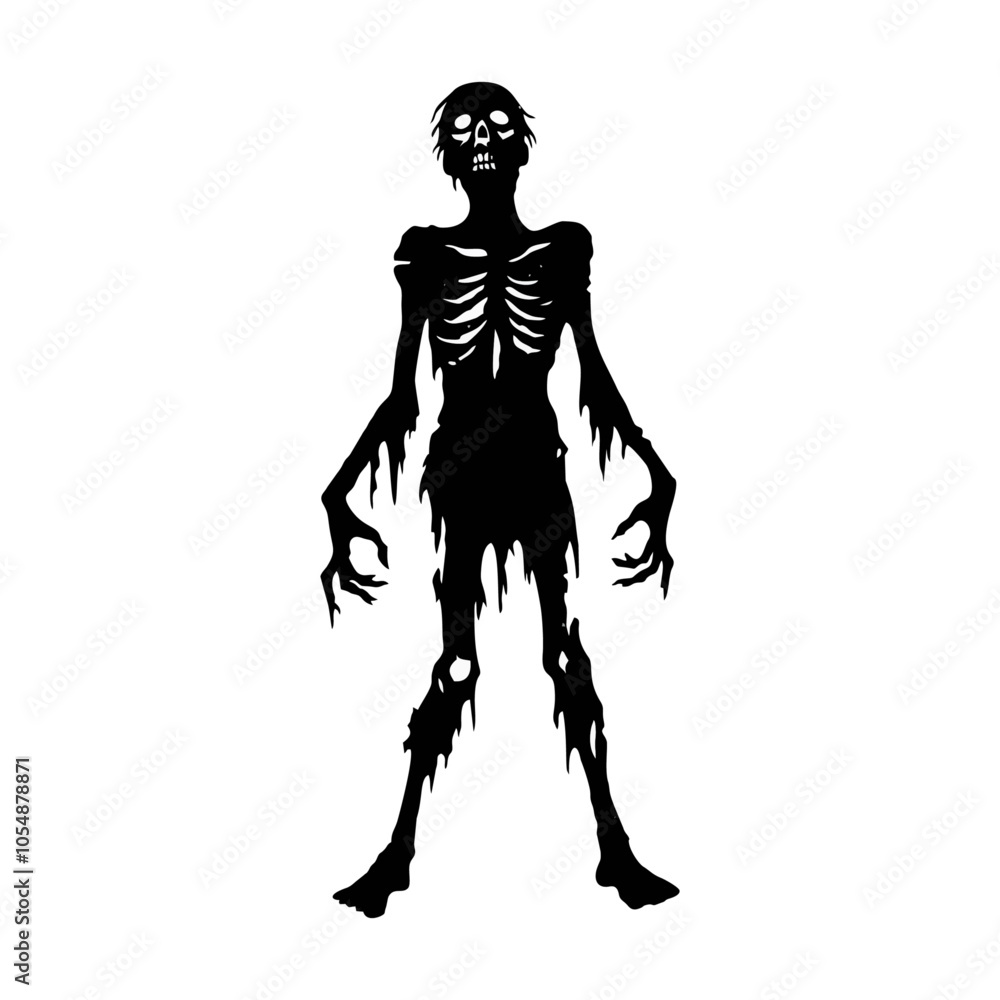 Fototapeta premium Zombie black white logo icon illustration template