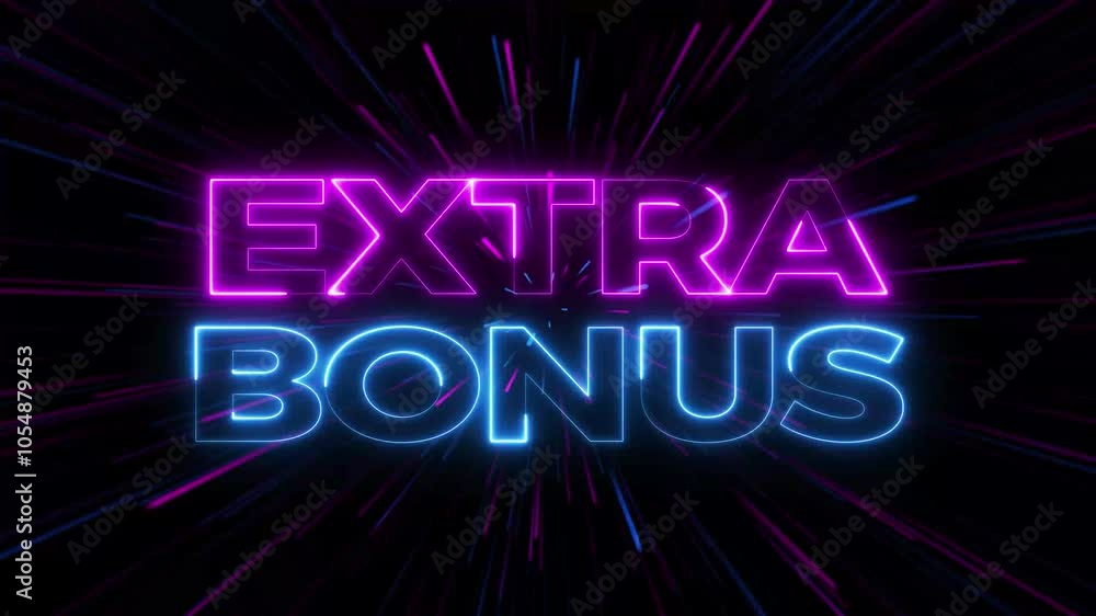 Extra Bonus Neon text animation UHD 4K video. Extra Bonus Neon text animation UHD 4K video.