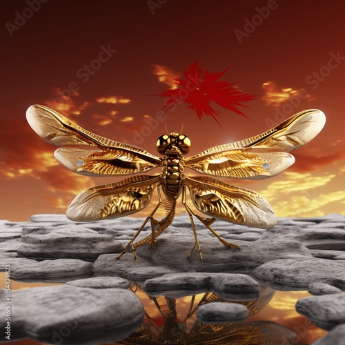 Golden dragonfly photo