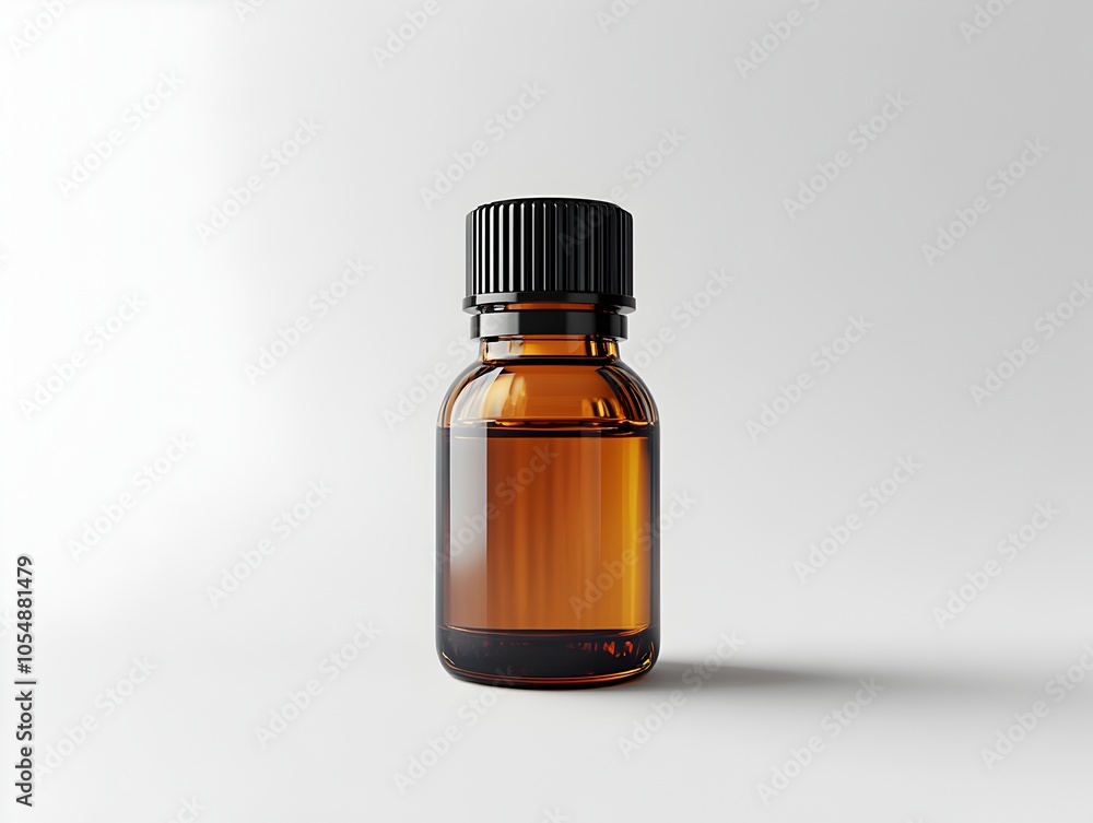 Peppermint Essential Oil in Glass Bottle with White Background Peppermint Essential Oil in Glass Bottle with White Background