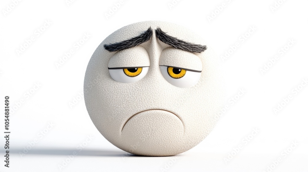 Sad Emoji Character with Distinct Features Sad Emoji Character with Distinct Features