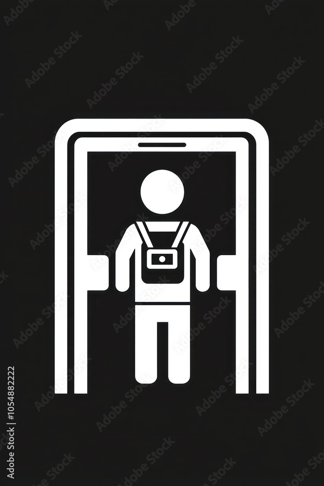 Security services at airports represented by a sleek glyph icon. Security services at airports represented by a sleek glyph icon.