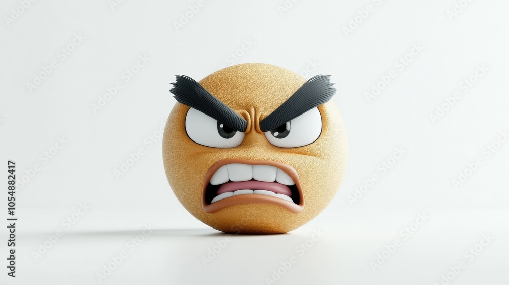 Angry Cartoon Face with Bold Expression Angry Cartoon Face with Bold Expression