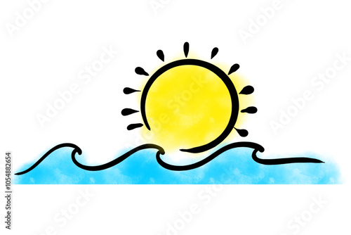 Illustration of the sea during the day with the sun shining. Can also be used for beach or ocean themed designs