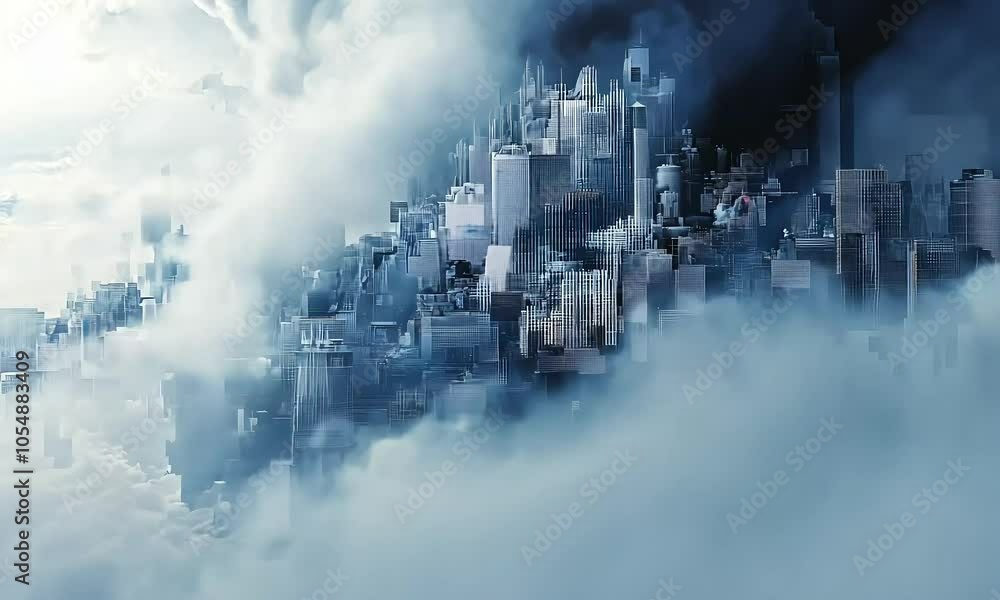 Abstract Cityscape in Clouds with Blue Tones with ai generated.
Abstract Cityscape in Clouds with Blue Tones with ai generated.