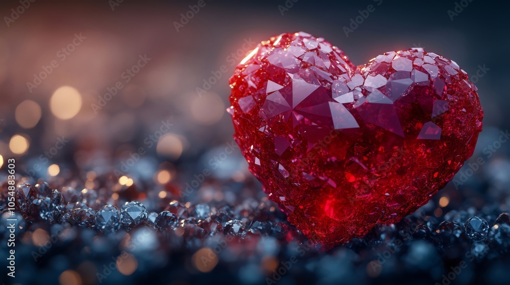 Beautiful Sparkling Red Heart Shaped Crystal Decoration Beautiful Sparkling Red Heart Shaped Crystal Decoration