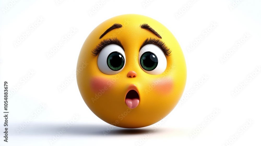 Fototapeta premium Cute surprised emoji with big eyes and playful expression