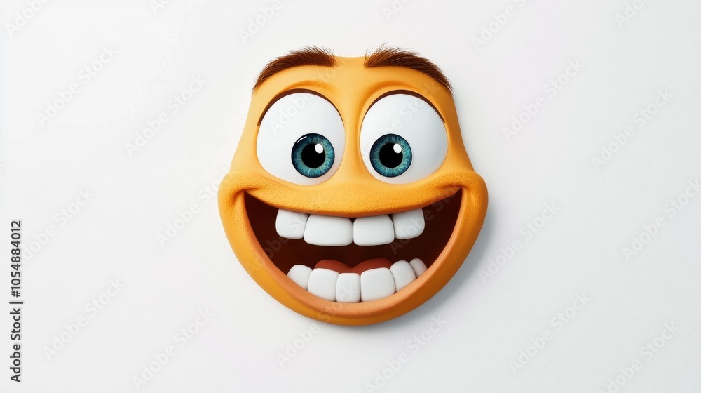 Fototapeta premium Happy Cartoon Face with Big Smile and Bright Eyes
