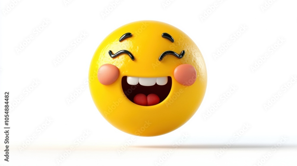 Fototapeta premium Happy emoji with a cheerful expression in bright colors