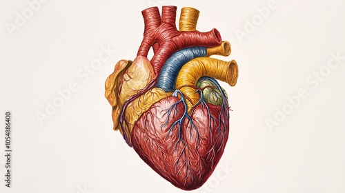 Detailed Human Heart with Chambers and Arteries photo