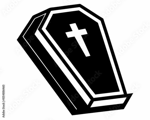 Coffin with cross silhouette,Coffin silhouette illustration