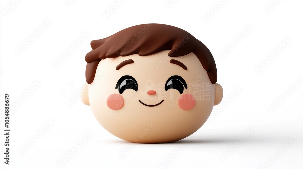 Cute Cartoon Boy Character with Happy Expression Cute Cartoon Boy Character with Happy Expression