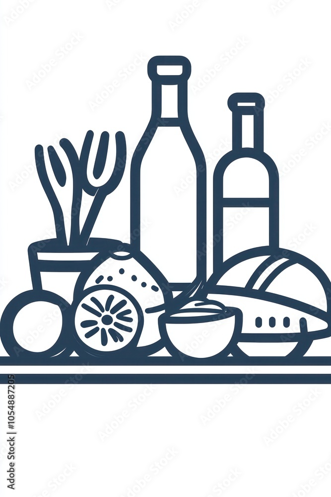 Modern icon for meal preparation, glyph style for culinary applications. Modern icon for meal preparation, glyph style for culinary applications.