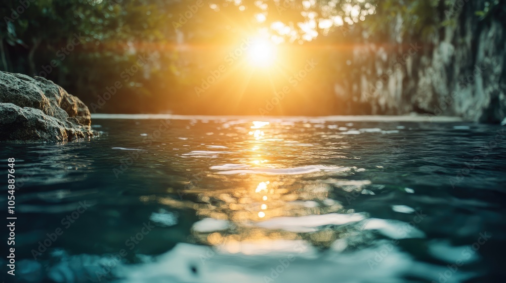Close-up of the sun reflecting on the waters of the Sacred Cenote, surrounded by the natural beauty of Chichen Itza. No people included. Close-up of the sun reflecting on the waters of the Sacred Cenote, surrounded by the natural beauty of Chichen Itza. No people included.