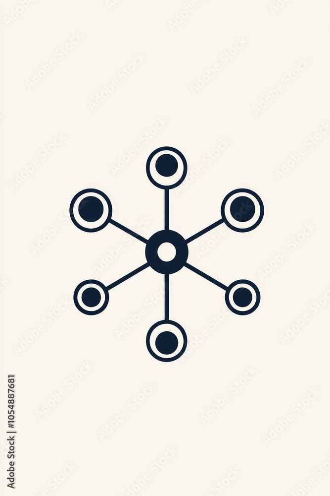 Molecular structure and scientific research depicted in a minimal line icon. Molecular structure and scientific research depicted in a minimal line icon.