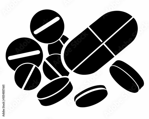 Medicine Pills silhouette vector,Medicine icon