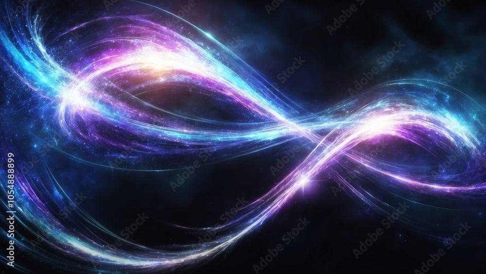 Galactic energy waves with bright celestial hues on dark. Created with Generative AI Technology Galactic energy waves with bright celestial hues on dark. Created with Generative AI Technology