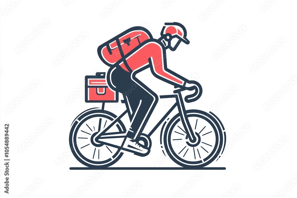 Fototapeta premium Glyph of a bicycle courier, designed with clean lines for efficient delivery symbolization.