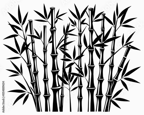 Bamboo stems  line art silhouette vector