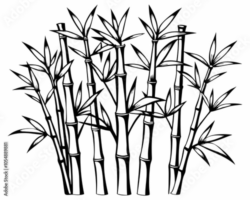 Bamboo stems  line art silhouette vector