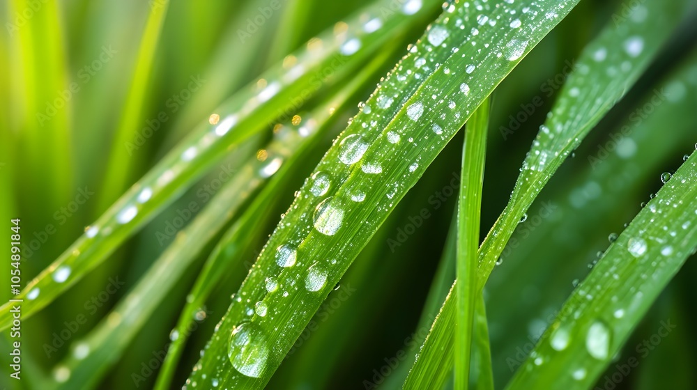 Dew Drops on Grass Blades Dew Drops on Grass Blades