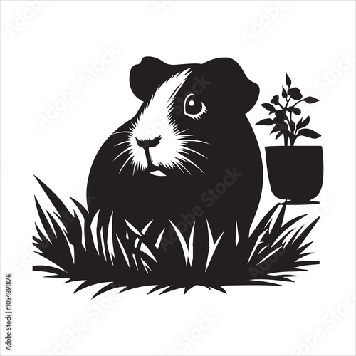 Rodent silhouette guinea pig clipart for creative crafts

