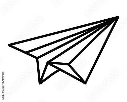 Paper airplane line art silhouette illustration