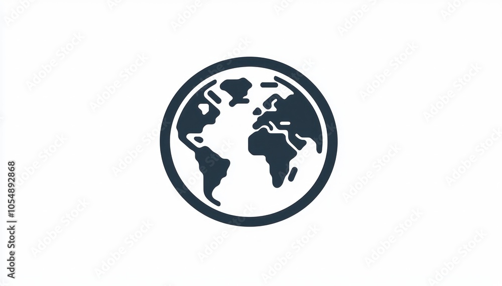 Minimalist line icon of the world, symbolizing global connectivity. Minimalist line icon of the world, symbolizing global connectivity.