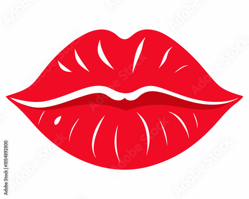 Red lip kiss mark Vector art illustration