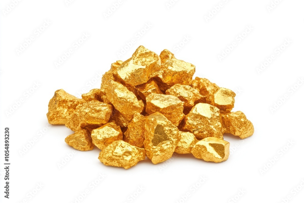 Gold nuggets isolated on white background. Gold nuggets Gold nuggets isolated on white background. Gold nuggets