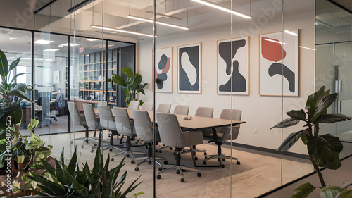 Business Zoom Background, Modern Contemporary meeting conference room office area